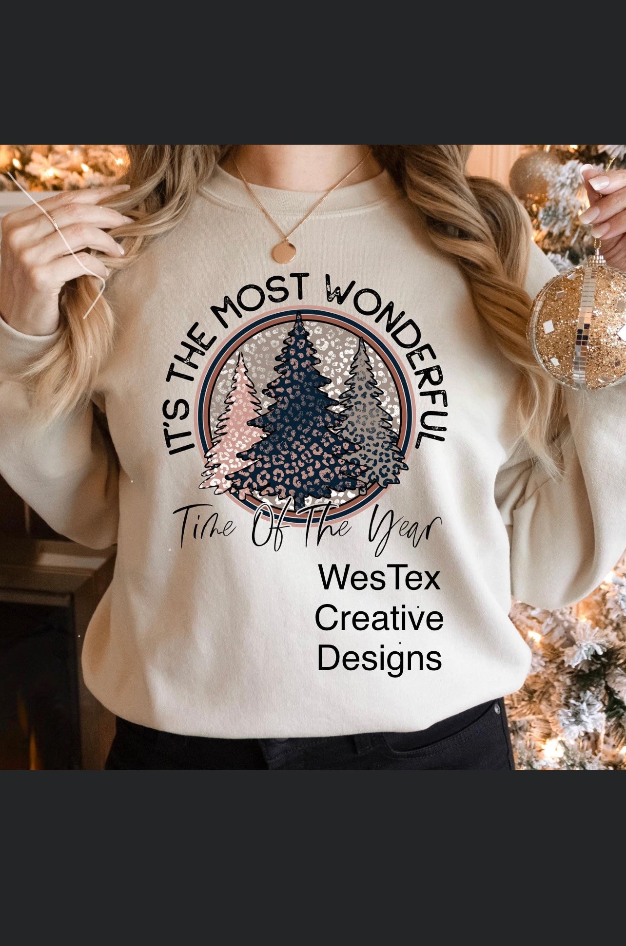 MOST WONDERFUL TIME OF THE YEAR - SWEATSHIRT -LIGHT PINK OR SAND