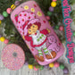 80 CARTOON- STRAWBERRY S- 16 OZ GLITTER GLASS CAN