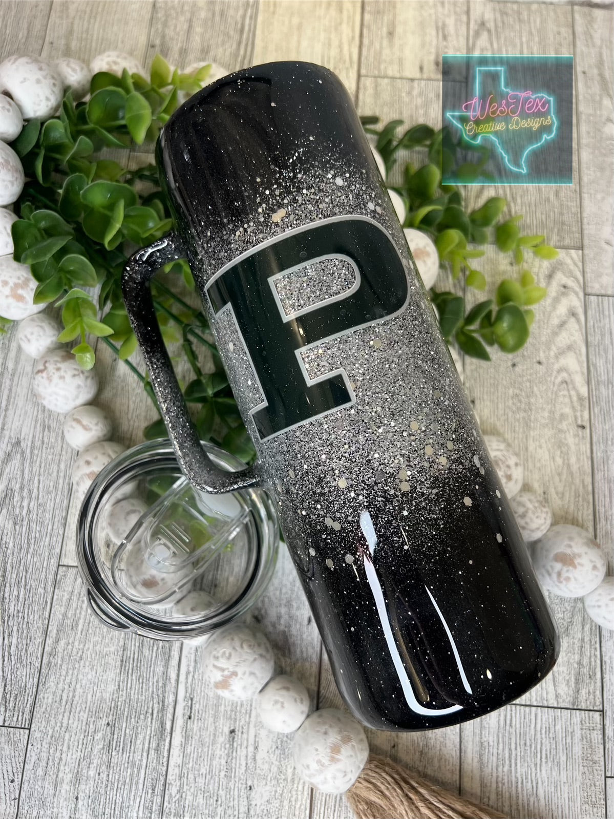 PHS BLACK & SILVER GLITTER - 20 OZ STAINLESS STEEL TUMBLER