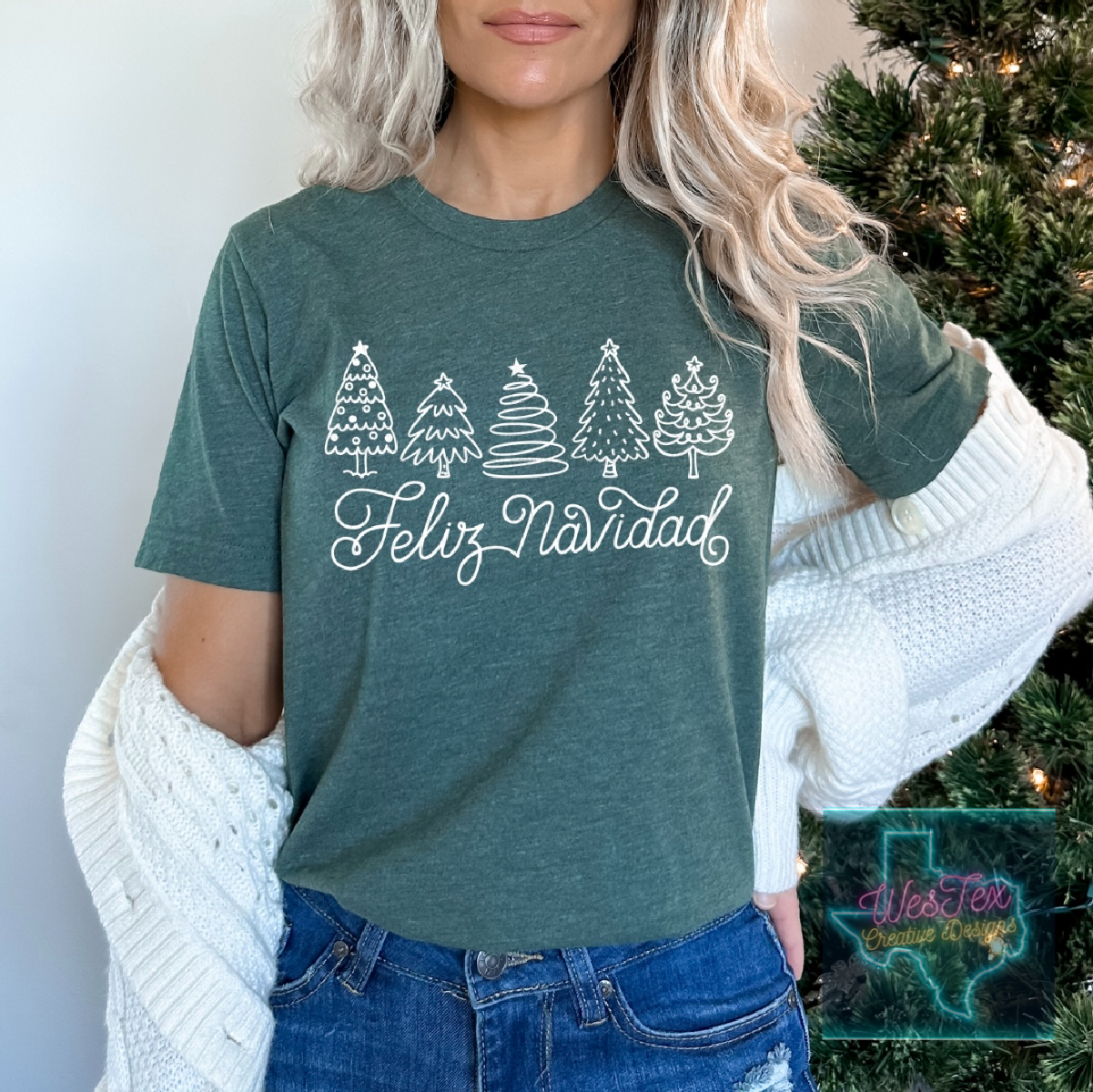 FELIZ NAVIDAD - SHORT SLEEVE - DUSTY BLUE