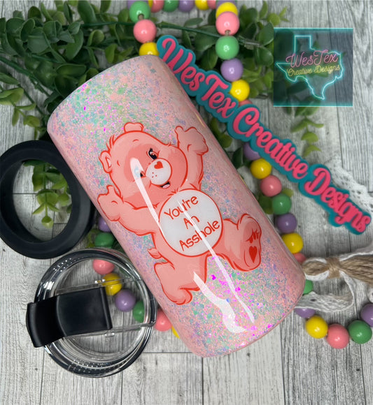 PINK SWEAR BEAR- 14 OZ - 4 IN 1 CAN COOLER - STAINLESS STEEL