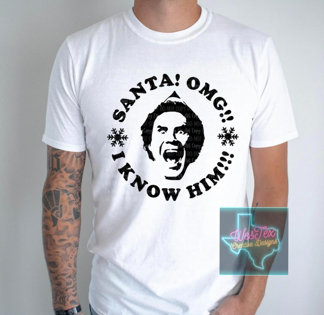 SANTA OMG - CREWNECK or SHORT SLEEVE - WHITE