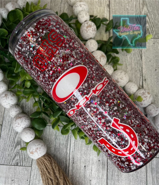 O. HIGH RED & WHITE - 180Z ACRYLIC TUMBLER