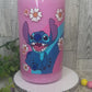 BLUE ALIEN WITH FLOWERS- 16 OZ GLITTER GLASS CAN