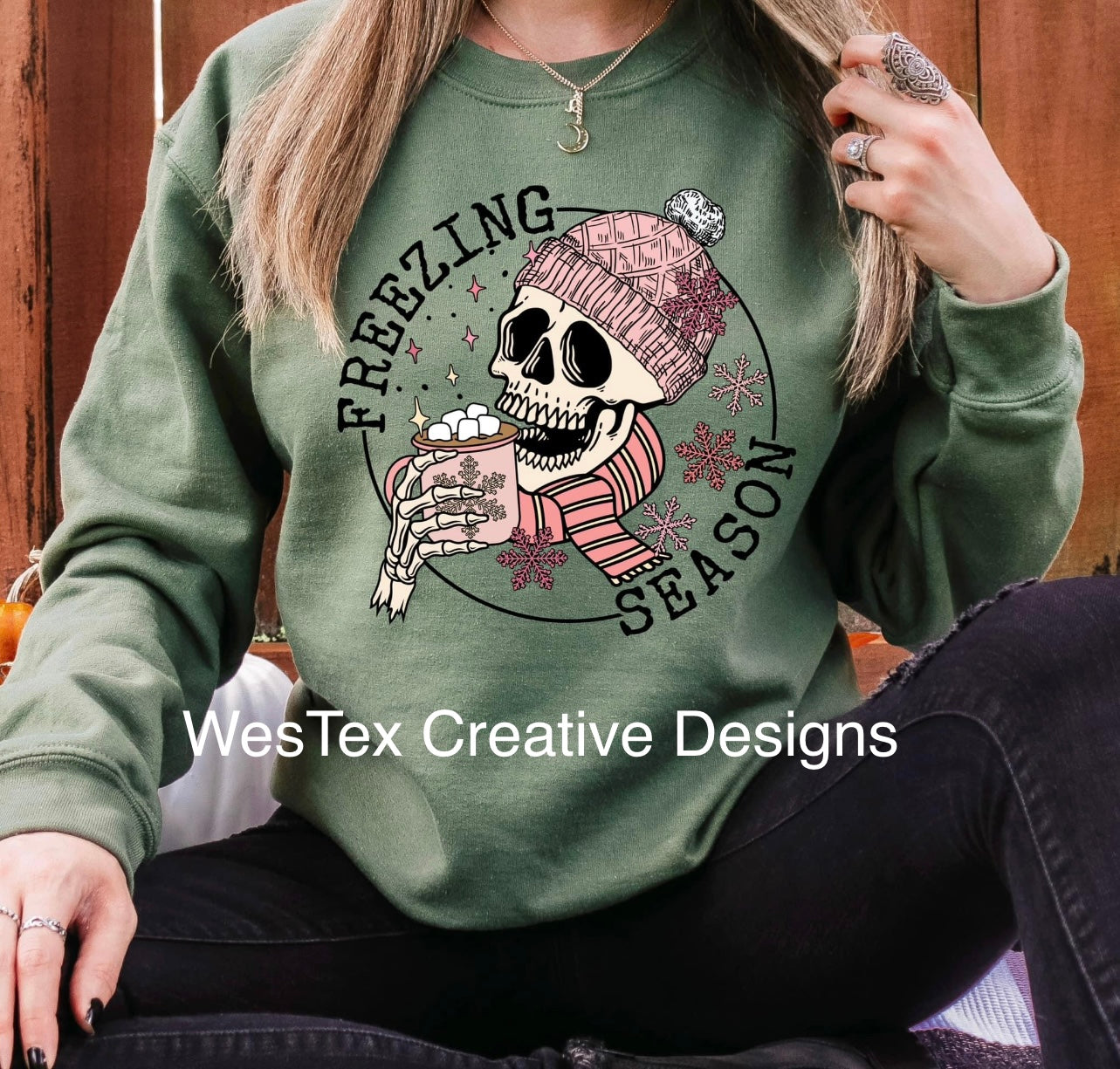 FREEZING SEASON - CREWNECK -DARK HEATHER OR MILITARY GREEN