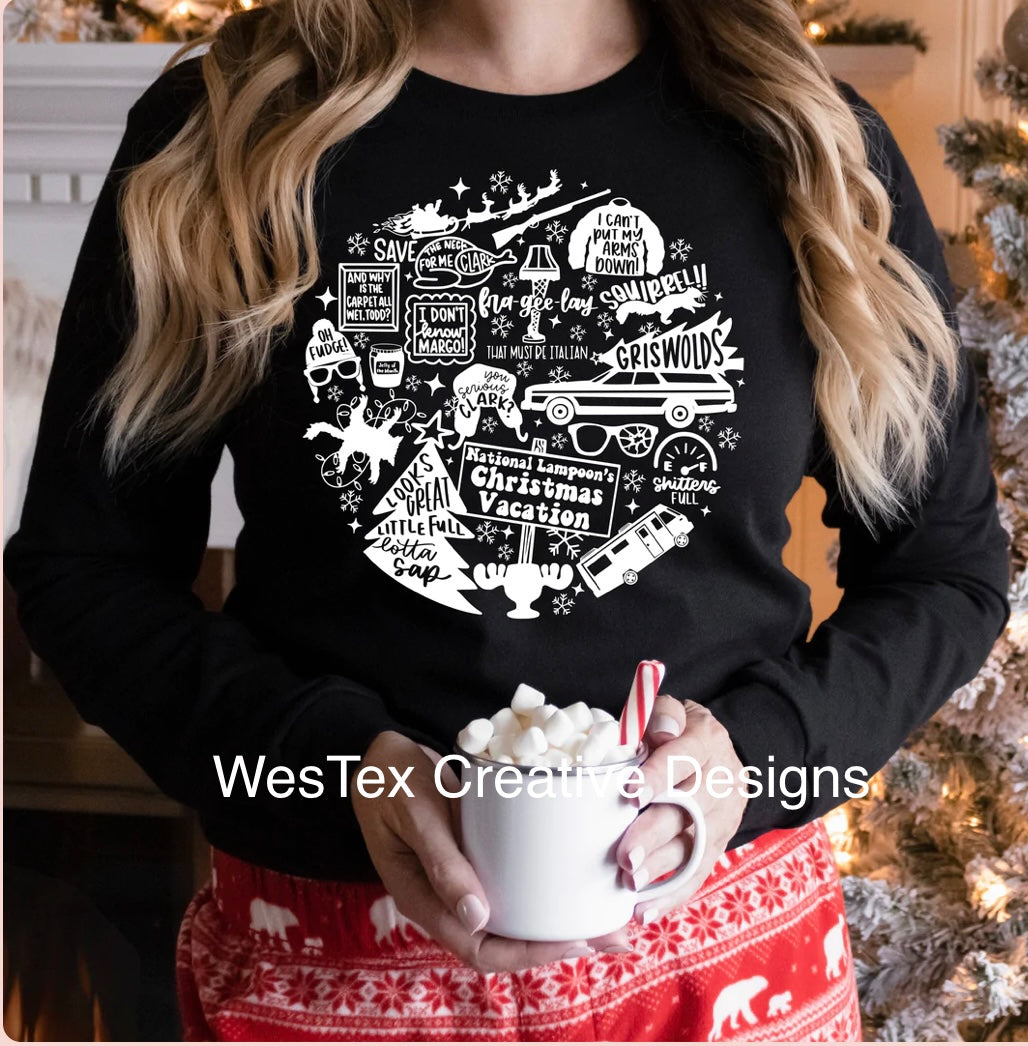 CHRISTMAS MOVIE CLASSICS - LONG SLEEVE - BLACK OR RED