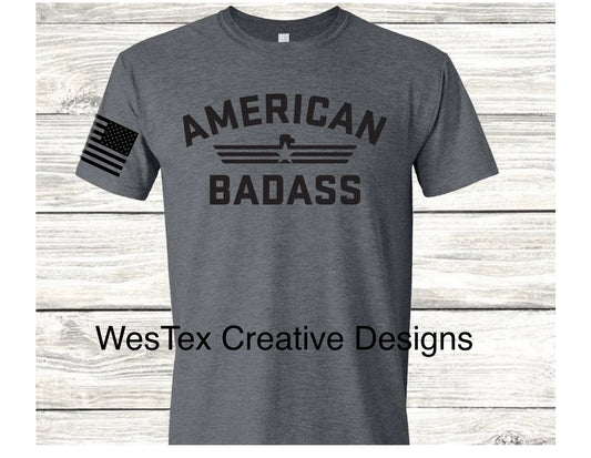 AMERICAN BADASS - SHORT SLEEVE - HEATHER DEEP