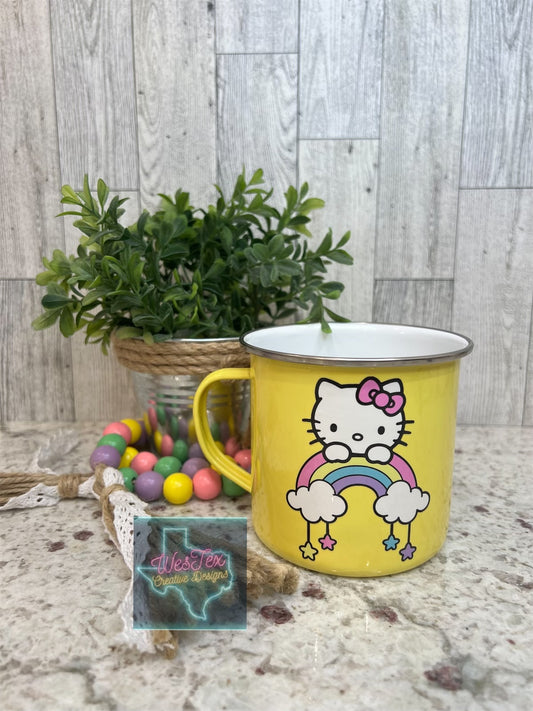 KITTY RAINBOW - 160Z METAL COFFEE CUP