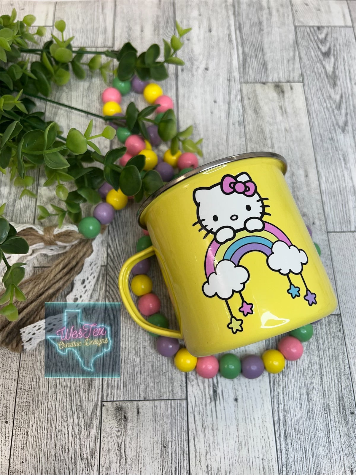 KITTY RAINBOW - 160Z METAL COFFEE CUP