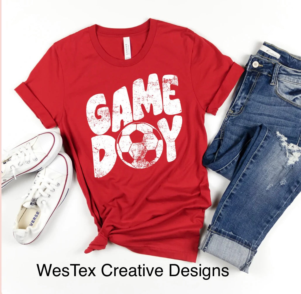 GAME DAY SOCCER- SHORT SLEEVE - BLACK OR RED